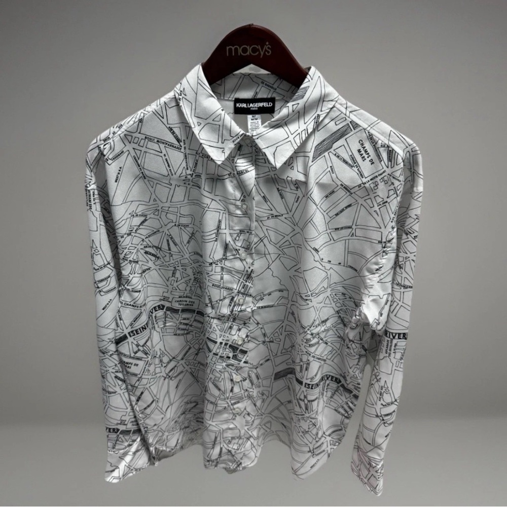 Karl Lagerfeld Paris Street Map Men’s Button Down Size M